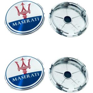 dzggs 4 pièces Auto Cache Moyeux pour Maserati Ghibli President 60mm, ABS Aluminium Enjoliveur Centre Roue Couvercle de Moyeu Central de Jante avec Logo (DANGJG, neuf)