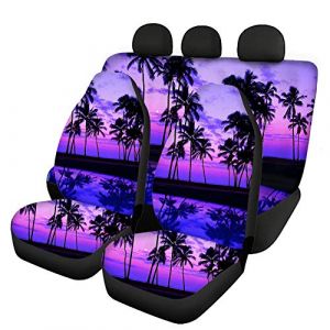 ToadDMOS Ensemble complet de housses de siège de voiture avec motif tropical, coucher de soleil et palmiers pour voiture, style hawaïen, accessoires d’intérieur universel (toaddmoseur, neuf)