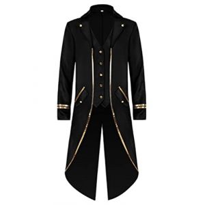 dPois D&eacute;guisement Cirque Adulte Homme Veste Smoking Queue de Pie Costume Directeur de Cirque Deguisement Monsieur Loyal Halloween Carnaval Cosplay B Noir XXL (dPois eu, neuf)
