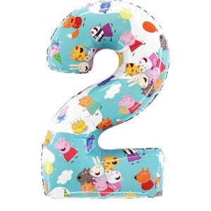Toyland® Ballon en aluminium en forme de chiffre Peppa Pig et ses amis de 66 cm – Ballons de fête pour enfants – Numéro 1–6 disponible (Toyland®, neuf)