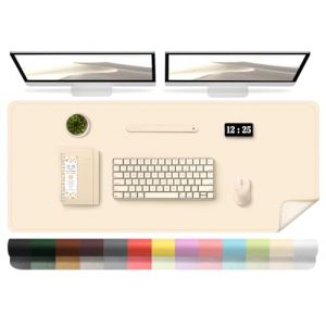 Tapis de Bureau Antidérapant - Tapis de Bureau en Cuir Double Face avec Daim, Protecteur de Table Imperméable, Tapis de Bureau D'ordinateur, Tapis de Souris pour Ecrire et Peindre (Beige, 120x60cm) (Fast Media Ships From USA, neuf)