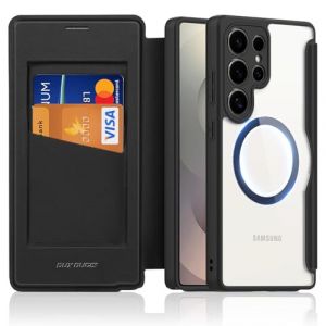 DUX DUCIS Coque Magnétique pour Samsung Galaxy S25 Ultra avec MagSafe, Étui Housse Anti-Rayures Anti-Choc [Bloqueur RFID], Flip Étui en Cuir Housse Case pour S25 Ultra (Noir) (Yisen Tech, neuf)