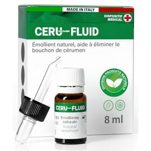 Gouttes Auriculaires Oreilles pour Bouchons de C&eacute;rumen 8ml - Ceru Fluid Formule Huiles V&eacute;g&eacute;tales Made in Italy - &Eacute;limination Accumulations de C&eacute;rumen - &Eacute;mollient Naturel Adjuvant avec Compte-Gouttes (Eurocali, neuf)