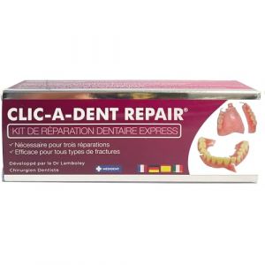 CLICADENT REPAIR -Kit de r&eacute;paration dentaire pour dentier cass&eacute; &ndash; Mis au point par un Chirurgien-Dentiste | R&eacute;pare les proth&egrave;ses dentaires fissur&eacute;es ou cass&eacute;es rapidement &agrave; domicile (Laboratoire Medident, neuf)