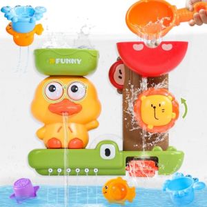 Jouet Bain Bébé, Jouet Bebe 1 an, Jouets de Bain 1 2 3 Ans, Jeux de Bain Bebe, 1 Cuillère & 3 Gobelets Empilables, Jouets de Bain pour Bebe 6-18 Mois, Jouet Enfant 1-3 an, Cadeau Enfant 1 2 3 Ans (Raykinn, neuf)