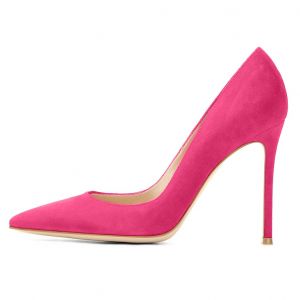 EDEFS Escarpins Femme Simili Daim &agrave; Enfiler Talon Aiguille 10 cm Bout Pointu Ferm&eacute; pour Mari&eacute;e F&ecirc;tes Style Sexy S Rose Vif Taille EU37 (EDEFS Official Store, neuf)
