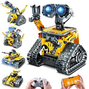 PLAXSOON Robot T&eacute;l&eacute;command&eacute; 5 en 1, Jouet de Construction M&eacute;canique 520 PCS avec Application, Mod&egrave;le Robot Tank Voiture Dinosaure, RC Rechargeable, Cadeau Anniversaire Enfants 6-12 Ans (YTTG Online Store, neuf)
