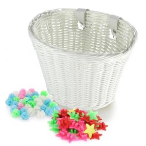 Spesh Panier &agrave; V&eacute;lo pour Enfants Panier Avant en Osier de V&eacute;lo avec 72 Perles de Rayons pour Gar&ccedil;ons et Filles(Blanc) (Spesh-eu, neuf)