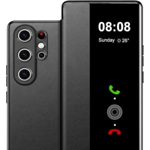 Coque pour Samsung S24 Ultra Etui &agrave; Rabat pour Samsung Galaxy S24 Ultra Coque Clapet S24 Ultra Protection Case Flip Folio Clear View Cover Mince 360 Full Body Antichoc Housse 5G/6.8" (Noir1) (ZhuChuangYouSuJiaoZhiPinYouXianGongSi, neuf)