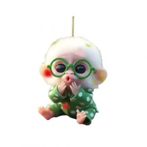 LIUZHIPENG 2D Singe Voiture Pendentif Ornement Suspendu avec Cha&icirc;ne R&eacute;aliste Animal R&eacute;troviseur Suspendu Miroir Voiture Accessoires D&eacute;cor Int&eacute;rieur (HARRRR, neuf)