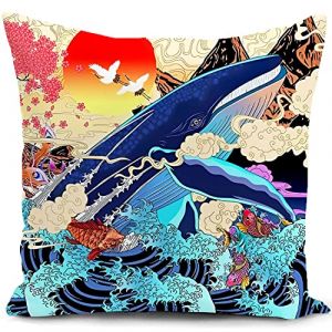 Housse de Coussin canape Decoration Salon Japon Japonais Cadeau Femme Housse Coussin pour canapé 40x40 cm Chambre Deco Exterieur decoratif (?HUASHUZI?, neuf)