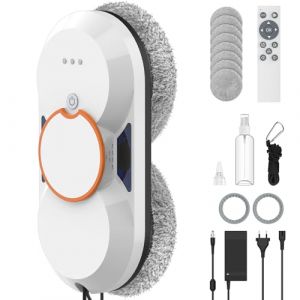 Robot Nettoyeur Vitres, 5600Pa Robot Laveur de Vitre Automatique avec Double Pulvérisation D'eau Automatique, 3 Modes de Nettoyage, Navigation Intelligente, Télécommande et 8 Chiffons de Nettoyage (AD  Ventures, neuf)