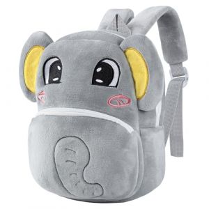 HAHASHOW Sac à Dos Enfant Garçon et Fille, Mignon Peluche Animaux Sac à Dos Bébé 2-4 Ans pour Crèche, Maternelle, Voyagee, éléphant (BabyHome Supply, neuf)