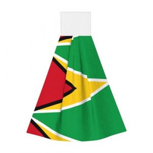 Serviette à suspendre en polaire corail pour enfants et adultes, serviette de salle de bain et cuisine, serviette à suspendre drapeau de la Guyane, serviette de cuisine super absorbante (yangxiqiangbaihuo, neuf)