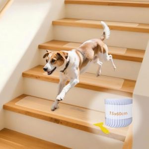 ROEOWENE 15pcs Tapis Escalier Antidérapant 15x60 Bande Antidérapante Escalier Transparent Moquette Tapis Marche Interieur Protection Ruban Adhésif Antidérapant d'escalier Bande Sécurité Autocollant (ROEOWENE LLC, neuf)