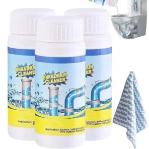 3pc Lanoxie Deboucheur Evier,Lanoxie Déboucheur Pro,Powerful Drain and Pipe Cleaner,Sink and Drain Cleaner,Quick Foaming,Portable Foaming Pipeline Dredging Agent for Kitchen and Toilet Pipelines,110g (FEIBAO&-Wu, neuf)