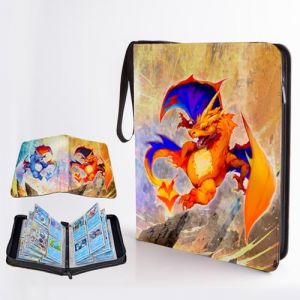 REDORELA Classeur-Carte-Album Capacité de 50 pages-de-400-Pochette Cahier Rangement Album en cuir Imperméable Fermeture éclair Classeur Carte à Collectionner Cadeau pour les Enfants (Bleu&Orange400) (Innerme-Global, neuf)