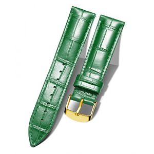 BINLUN Bracelet de Montre en Cuir Crocodile V&eacute;ritable D&eacute;gagement Rapide Remplacement Bracelet Montre Etanche 10 Couleurs 13 Tailles pour Hommes Femmes(Fermoir Dor&eacute;,vert,20mm) (BINLUN FLAGSHIP STORE FR STORE, neuf)