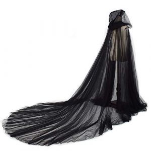 GRACEART Femme T&uuml;ll Cape de Mari&eacute;e pour Mariage Soir&eacute;e Longueur Mousseline (Noir) (Hd-Shop, neuf)