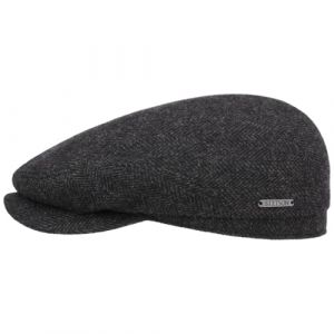 Stetson Belfast Casquette plate pour homme - Casquette plate en laine - Casquette à chevrons avec doublure intérieure (coton) - Casquette en laine automne/hiver - Casquette plate, noir/gris, 57 (Chapeaushop, neuf)