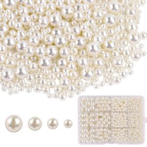 1480Pcs Perles pour Bracelet Bijoux, Perle de Ivoire, 4 6 8 10 mm Perles Artificielles Rondes pour DIY Colliers Bracelets Boucles Fabrication de Bijoux (XINWAN, neuf)