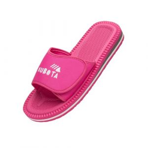 Kubota Claquettes à scratch Femme – Sandales été – Claquettes avec fermeture auto-agrippante – Chaussures pour piscine et plage – Chaussons – Rose – 41 (Kubota Store, neuf)
