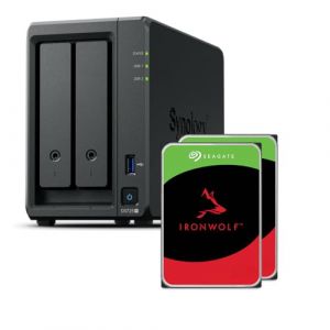 Synology DS725+ 8TB Bundle (Seagate Ironwolf 2X 4TB) 2 Bay Plus Series avec Ryzen R1600, 4 Go de RAM (32 Go max), 1 x 2,5 GbE, 1 x 1 GbE, 2 x emplacements M.2 NVMe. Extension DX525 disponible via (LABOUTIQUEDUNET ?, neuf)