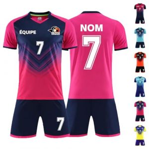 Maillot Football Personnalis&eacute;，Maillot de Foot Enfant Homme Manche courte FemmePersonnalis&eacute;, Personnalis&eacute; Nom, Num&eacute;ro, Logo de l'&eacute;quipe (Rose) (VeroSpace France, neuf)