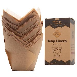 Diamètre du Fond 6 cm Caissette Muffins Papier Tulipe Grand,100 Pièces,Naturel & Non Blanchi,Anti-Adhésif Caissette Muffins,pour Fêtes & Noël,Grande Taille (BakeChoice, neuf)