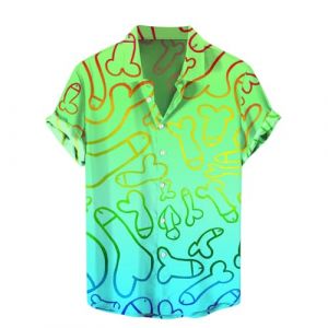 Chemise Hawaienne Homme Humour, Chemise Homme Manches Courtes Funky Chemises Moche Pas Cher à 3D Imprimé Hawaiian Shirts Ete Casual pour Plage, Tee Shirts Humoristique Déguisement Bite (Rnoaobu, neuf)