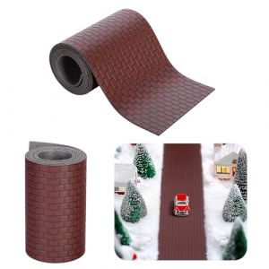 Route de Briques de Village de Noel Miniature, 9 x 100 cm Tapis de Route pour Maison de Poup&eacute;e, D&eacute;coration de Rue Miniature de No&euml;l, Accessoires Village de Noel (Brun Rouge&acirc;tre) (yuwangwang, neuf)