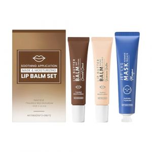Jukeoiu Set de Baume &agrave; L&egrave;vres | Kit de Cr&egrave;me R&eacute;paratrice | Baume &agrave; L&egrave;vres Aromatis&eacute; avec Masque Visage - Pour Voyage D&eacute;placements Vacances Saint-Valentin Maquillage Pores du Visage (tiansenl, neuf)