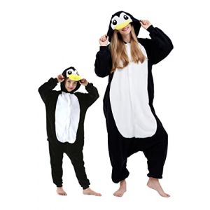 DarkCom Pingouin Onesie pour Enfants et Adultes,Vêtements de Nuit Combinaison Parent-Enfant Cosplay Animal Halloween Kigurumi Costume Pyjama de Noël 10-11 Years (DarkCom-fr, neuf)
