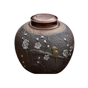 Pot a sucre Grande bo&icirc;te &agrave; th&eacute; en poterie brute, Double couvercle en m&eacute;tal, pot de rangement scell&eacute;, d&eacute;corations de grange &agrave; th&eacute; Vintage for la maison La cuisine (lulugongsi, neuf)