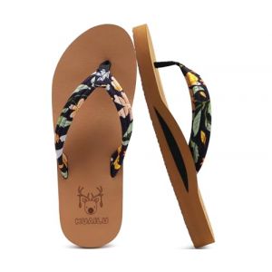 KuaiLu Tongs Femme Tissu &eacute;t&eacute; Flip Flops Plage et Piscine Adulte Soutien Voute Plantaire Tongue Sandales Cuir Orthopedique Yoga Mousse Antid&eacute;rapantes Semelles Douche Claquette Marron Floral 41 (KUAILU-XYL, neuf)