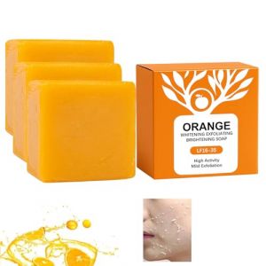 Savon Eclaircissant au Oranges,Savon Orange,Exfoliant,Naturel éclaircissant,Nettoyage En Profondeur Peau Lisse,Dissolvant De Taches Sombres Pour Le Visage Et Le Corps,Pour éclaircissant Hydratant (3) (9suYzi, neuf)