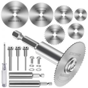 12 Pièces Disques de Coupe pour Perceuse, HSS Lames de Perceuse à Disque avec tige Hexagonale 1/4", Mini Lames de Scie Circulaire pour Bois, Plastique et Métal (FOTYBEI, neuf)