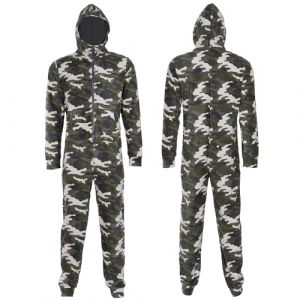 NOROZE Enfants Combinaison Gar&ccedil;ons Grenouill&egrave;re Fleece Encapuchonn&eacute; Camouflage Azt&egrave;que Hommes Pyjamas Papa Fils Assorti Jumpsuit (9-10 Ans, Camouflage Vert) (vitageclothing, neuf)