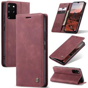 Samokor Coque pour Samsung Galaxy S20 Plus 5G Housse Cuir Premium Etui Rabat Pochette Portefeuille Fentes Cartes Magn&eacute;tique,&Eacute;tui Protection pour Samsung Galaxy S20 Plus 5G,Vin Rouge (Haoxin20, neuf)