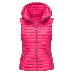 Doudoune sans Manches Femme Capuche Zipp&eacute; Veste Duveteuse Gilet sans Manche Femme Courtes Veste Matelass&eacute;e L&eacute;g&egrave;re Manteau Femme Hiver Chaude Chic Blouson Veste matelass&eacute;e sans manches Mode avec Poches (GUnakd, neuf)