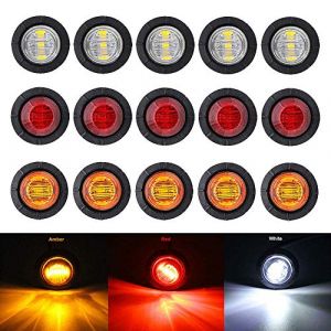 Bkinsety 10pièces Feux de Gabarit Latéraux, Feux De Côté 3 LED 3/4" Rond Feux De Dégagement pour 12V Remorque Camion Lorry Caravan Bus (Rouge + Blanc + Jaune) (chaotongkeji, neuf)