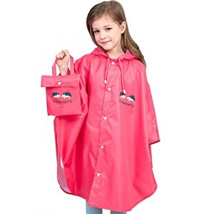 BWBIKE Poncho de Pluie pour Enfants Imperméable Cape de Pluie Pliable Vêtements de Pluie Mignon Enfants Imperméable Unisexe Léger Cartable Imperméable à Capuche Manteau de Pluie，Rose rouge，L (Bowen EU, neuf)