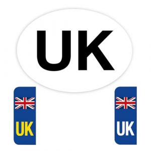 Lot de 3 autocollants de voiture britanniques pour voiture - Autocollants de plaque d'immatriculation - Taille légale - Vinyle autocollant résistant aux intempéries - Union Jack remplace le drapeau de (Rubigo Store, neuf)
