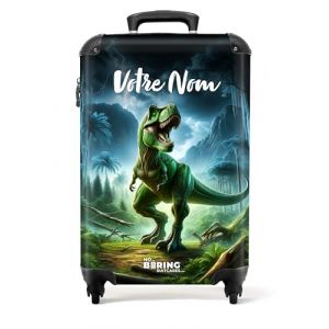 NoBoringSuitcases.com Valise Enfant, Valise Cabine, Valise Enfant Garcon, Bagages Enfant, Valise Enfant Roulette, Valise Cabine Enfant Garcon, Valise Personnalisable 55x35x25cm (Dinosaure - Vert) (NoBoringSuitcases, neuf)