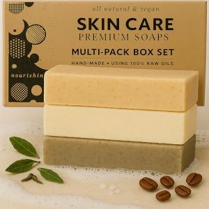 Poola & Bloom Ensemble de Savons Exfoliants et Revitalisants (175 G Chacun) : Savon Gommant au Café Noir Savon Peeling au Thé Noir Savon À la Boue de la Mer Morte et Argile Verte (Blink Station, neuf)
