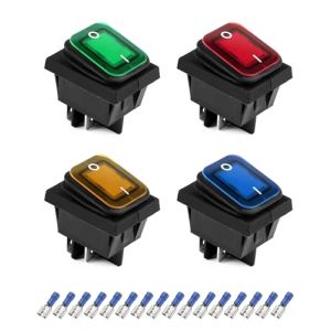 Flaconi 4PCS Interrupteur Voiture,Interrupteur 12v,Interrupteur 12v Etanche,12V 24V 20A Interrupteur Etanche,Interrupteur Etanche 12v,Interrupteur à Bascule Étanche,Convient aux Voitures,Camions (shenhua auto, neuf)