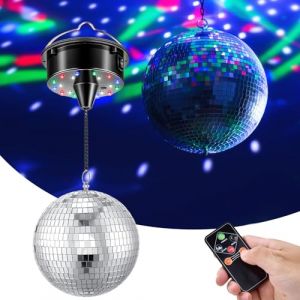 Boule Disco Boule &agrave; Facettes, Boule Disco Rotative De 15 Cm Lumi&egrave;Res Disco Lumi&egrave;Res De F&ecirc;Te Lumi&egrave;Res Motoris&eacute;Es Avec T&eacute;L&eacute;Commande Pour Les F&ecirc;Tes (Vitesse R&eacute;Glable) (CHANGTAIXIN, neuf)