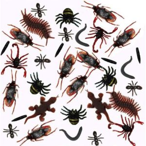 MAKFORT 100Pcs réalistes Insectes en Plastique Falsiques cafards, araignées, Scorpions, Fourmis, Geckos, Mille-Pattes et vers à la fête d'halloween (OSH FASHION STORE, neuf)