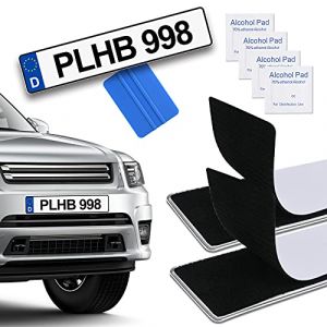 URAQT Support de Plaque d'immatriculation Auto-adhésifs, 2 PCS Kit de Support de Plaque DImmatriculation de Voiture sans Cadre pour Voiture/Auto, 50 x 10cm Universel Porte Plaque Immatriculation Noir (Kitchensupplier, neuf)