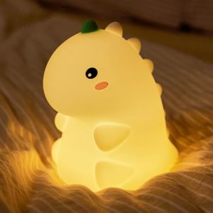 Auezona Dinosaure Veilleuse Enfant, Silicone Lampe de Chevet Enfant, Veilleuse B&eacute;b&eacute; Portable Rechargeable enfant Tactile, Dinosaure veilleuse Bebe Kawaii Deco Chambre Bebe, Cadeau Fille Garcon (GULIYOUHUA, neuf)